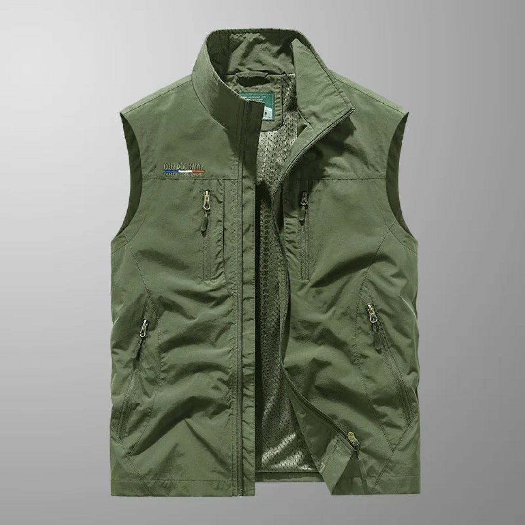 Men's Multi Pocket Utility Vest with Zip Front Detail