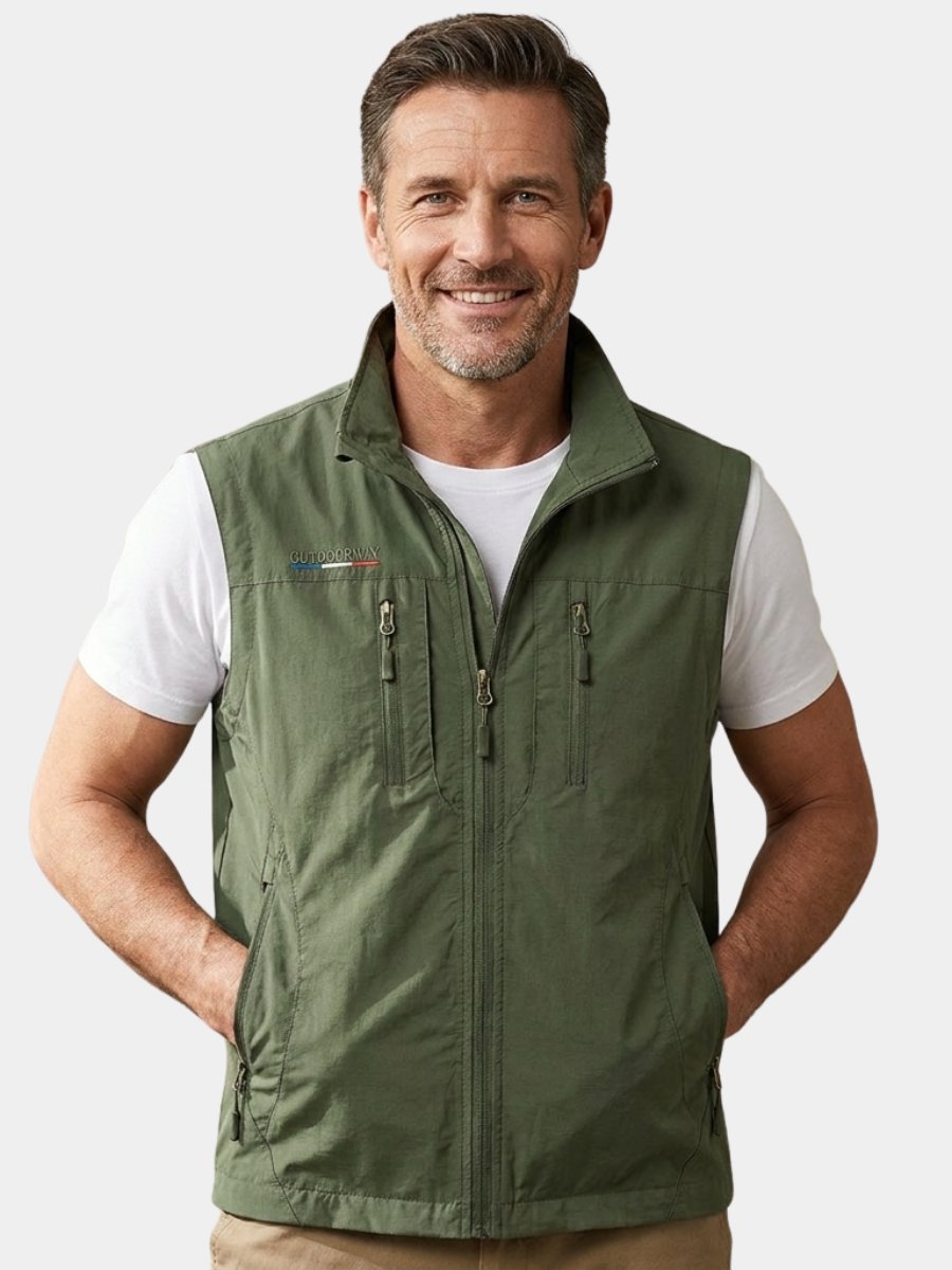 Men's Multi Pocket Utility Vest with Zip Front Hero