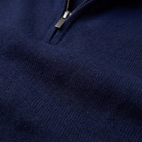 Men's Navy Half-Zip Sweater with Funnel Neck Back