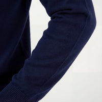 Men's Navy Half-Zip Sweater with Funnel Neck Side