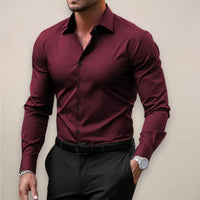 Men's Notched Collar Shirt with Smart Finish Detail
