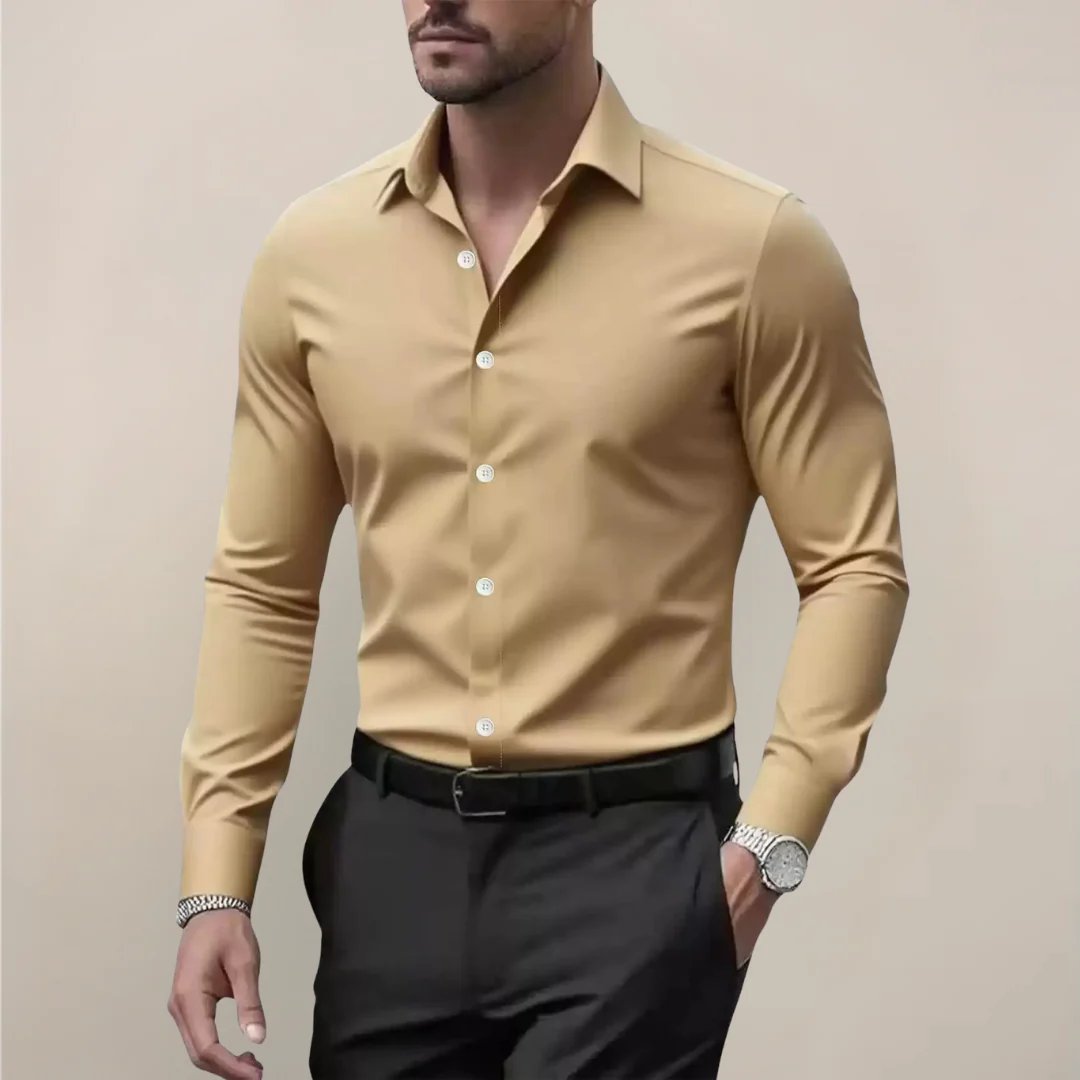 Men's Notched Collar Shirt with Smart Finish View 12