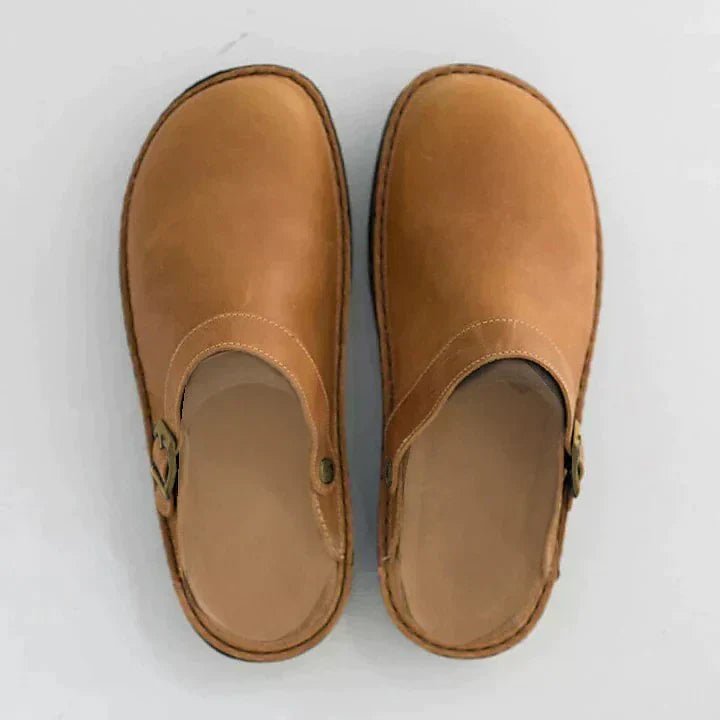 Men's Orthopedic Leather Clogs with Comfort Insole Back