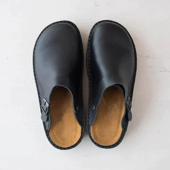 Men's Orthopedic Leather Clogs with Comfort Insole Side