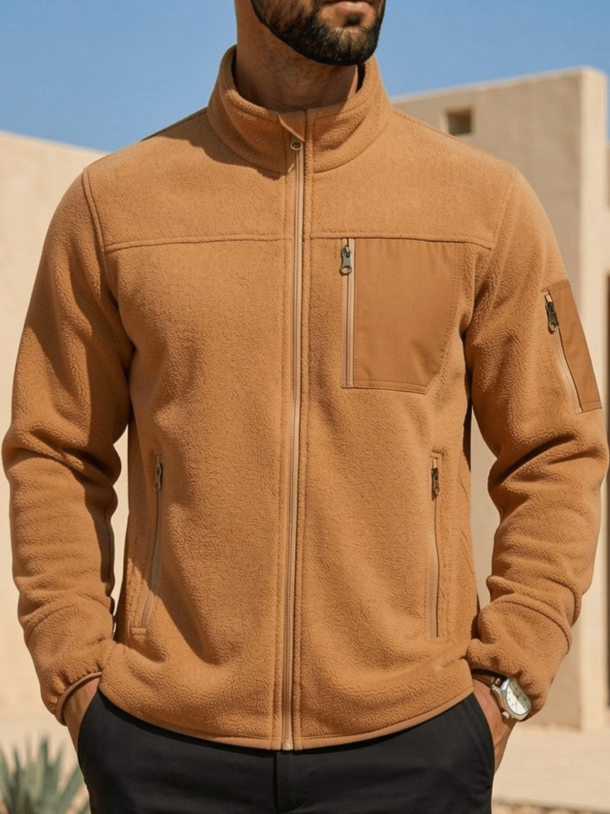 Men's Outdoor Jacket | Full Zip with Chest Pocket Detail