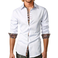 Men's Paisley Slim Fit Shirt with Contrast Trim Close Up