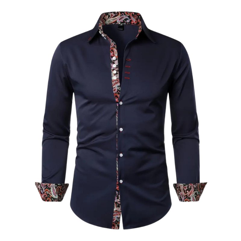 Men's Paisley Slim Fit Shirt with Contrast Trim Detail