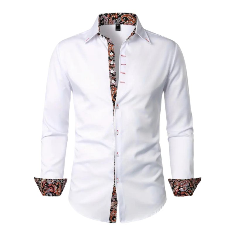Men's Paisley Slim Fit Shirt with Contrast Trim Front
