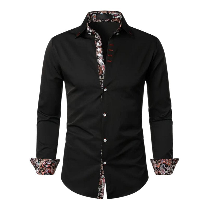 Men's Paisley Slim Fit Shirt with Contrast Trim Side