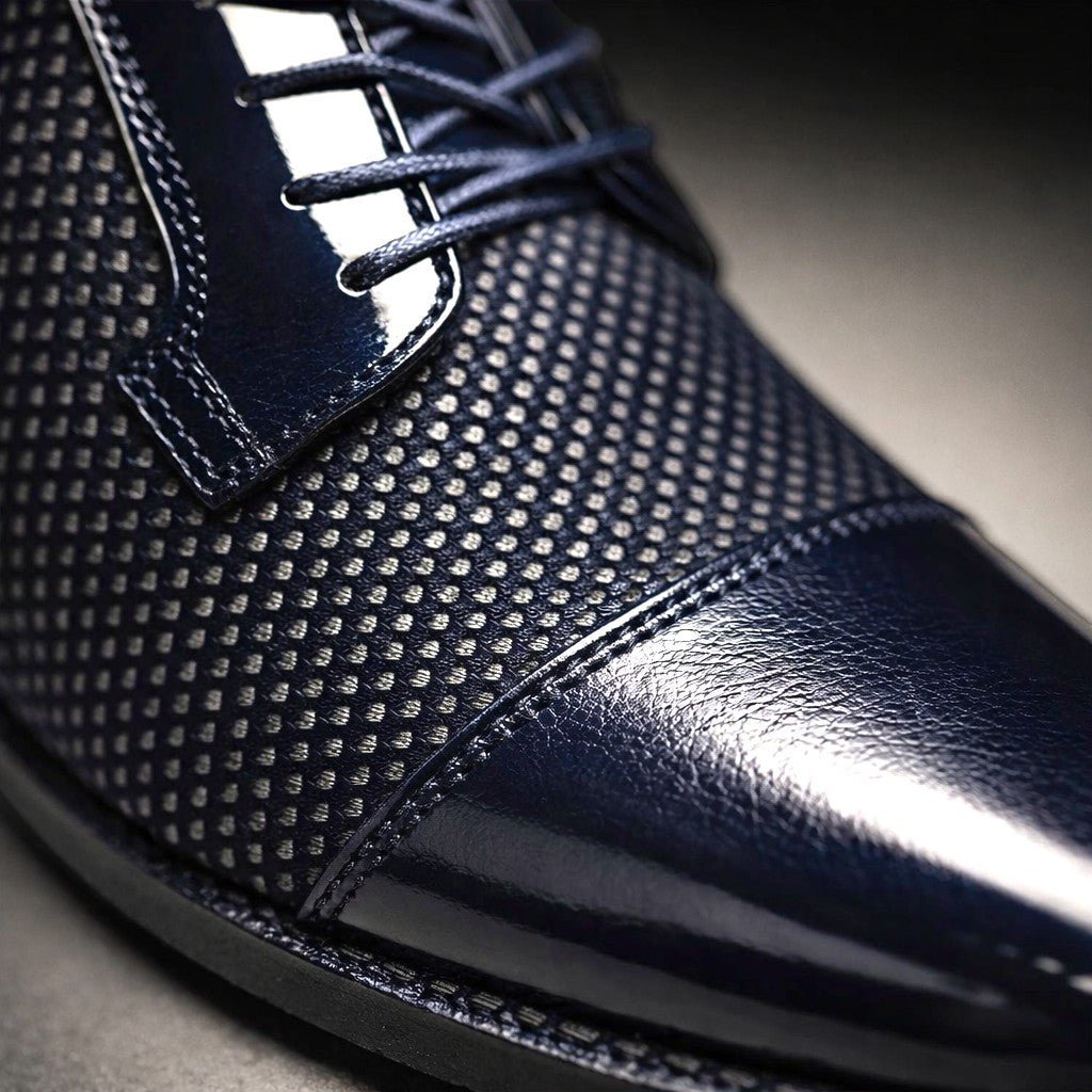 Men's Patent Cap Toe Oxford Shoes | Formal with Polished Finish Angle