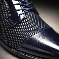 Men's Patent Cap Toe Oxford Shoes | Formal with Polished Finish Angle