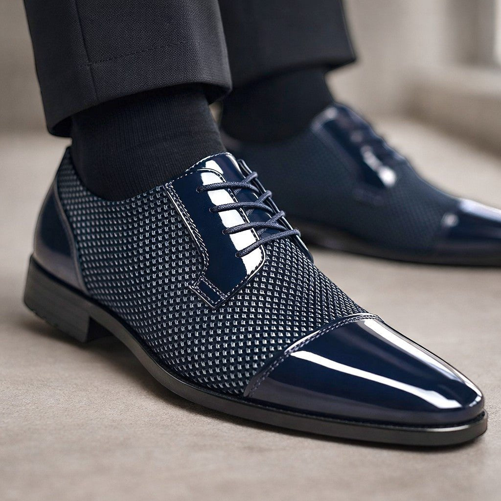 Men's Patent Cap Toe Oxford Shoes | Formal with Polished Finish Detail