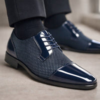 Men's Patent Cap Toe Oxford Shoes | Formal with Polished Finish Detail
