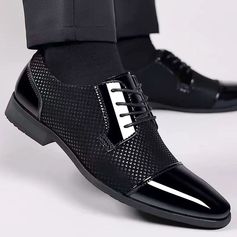 Men's Patent Cap Toe Oxford Shoes | Formal with Polished Finish Side