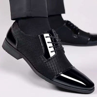 Men's Patent Cap Toe Oxford Shoes | Formal with Polished Finish Side
