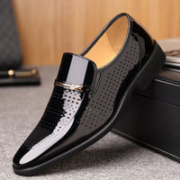 Men's Patent Leather Loafers with Metal Bar Detail Side
