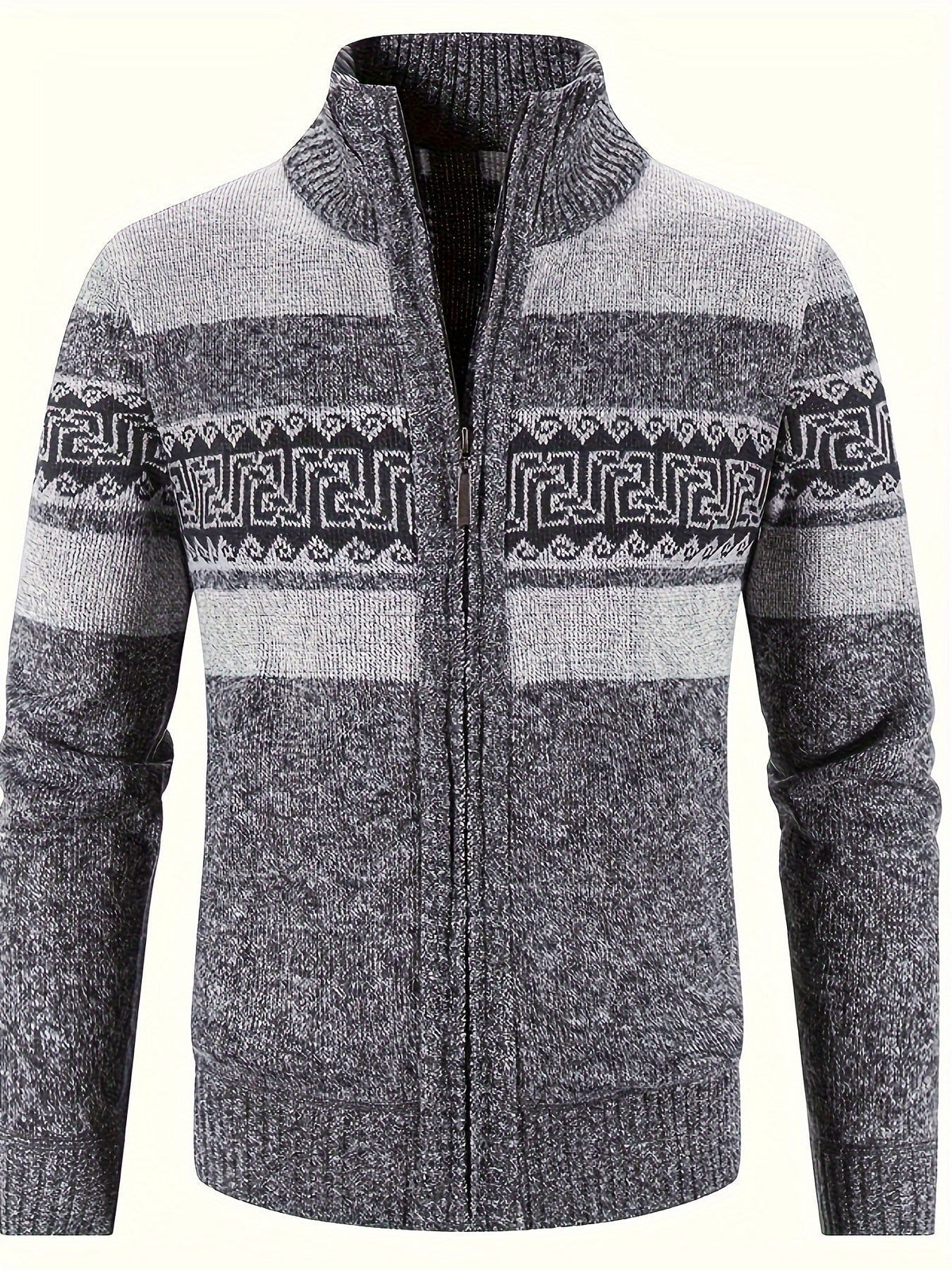 Men's Patterned Full Zip Cardigan Alternate