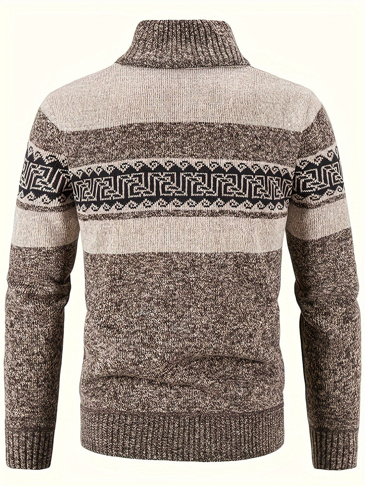 Men's Patterned Full Zip Cardigan Back