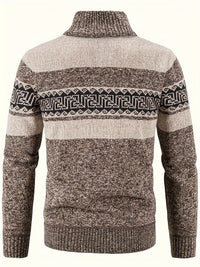 Men's Patterned Full Zip Cardigan Back