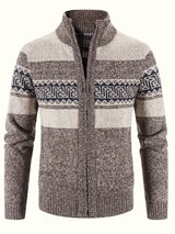 Men's Patterned Full Zip Cardigan