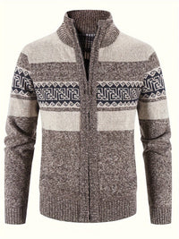 Men's Patterned Full Zip Cardigan Side