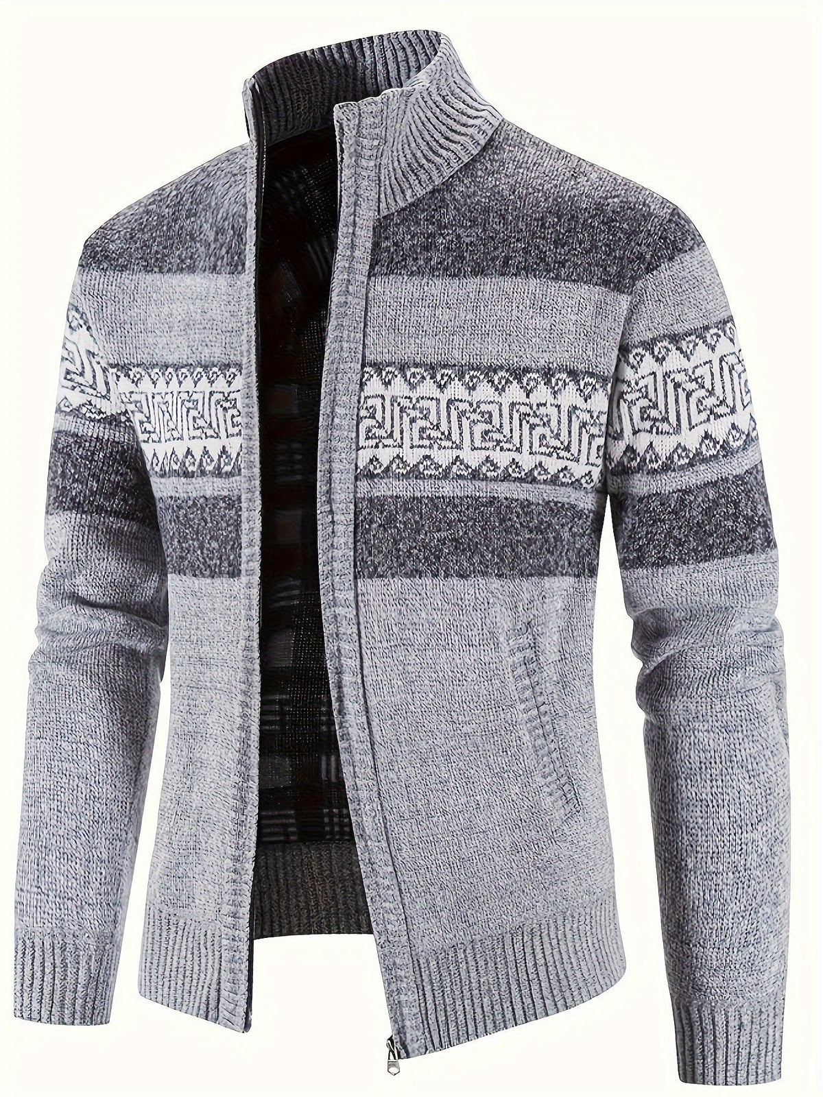 Men's Patterned Full Zip Cardigan View 13