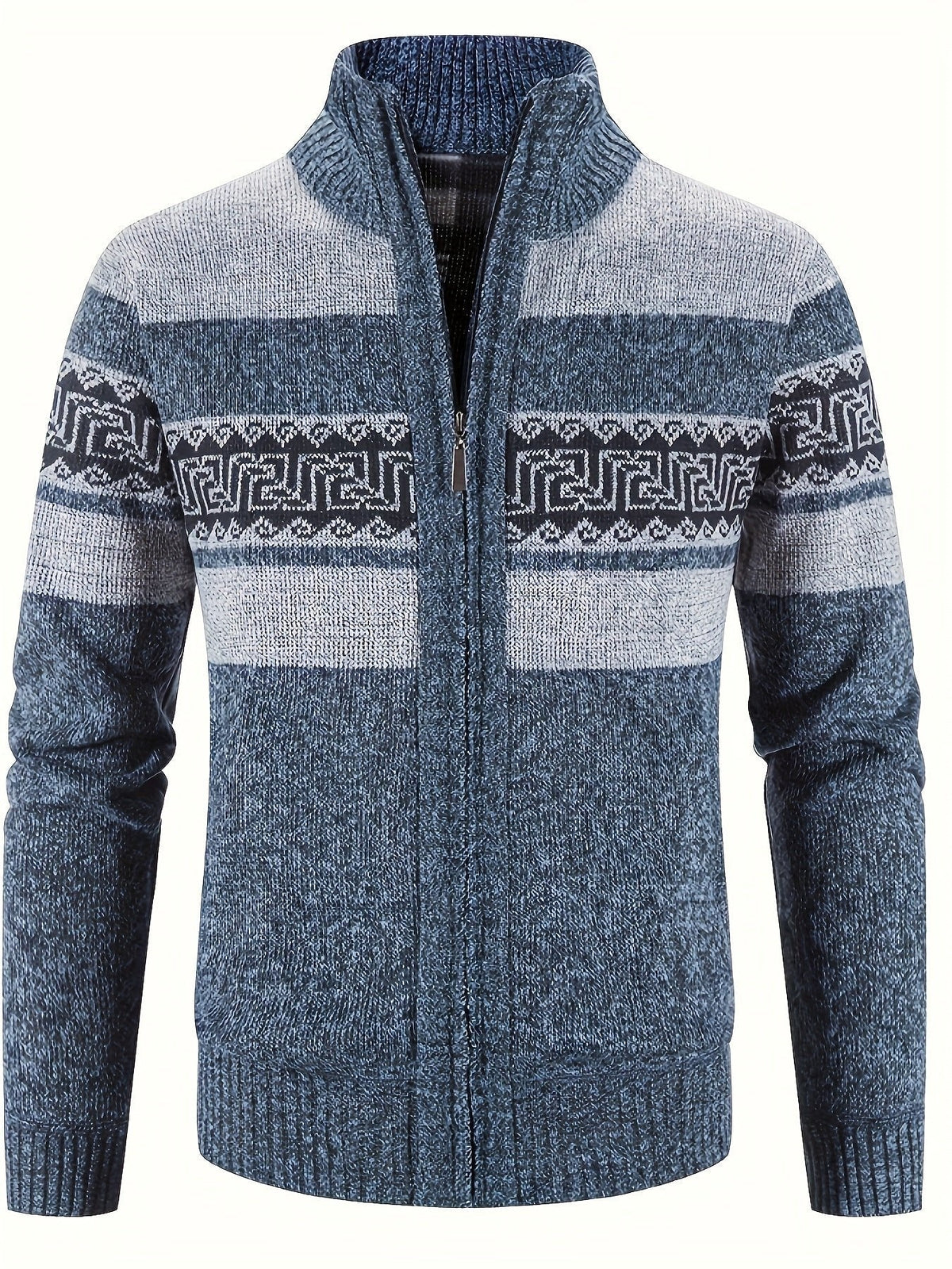 Men's Patterned Full Zip Cardigan View 17