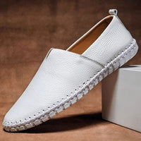 Men's Pebbled-Grain Leather Loafers with Whipstitch Detail Detail