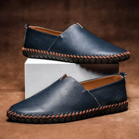 Men's Pebbled-Grain Leather Loafers with Whipstitch Detail Hero