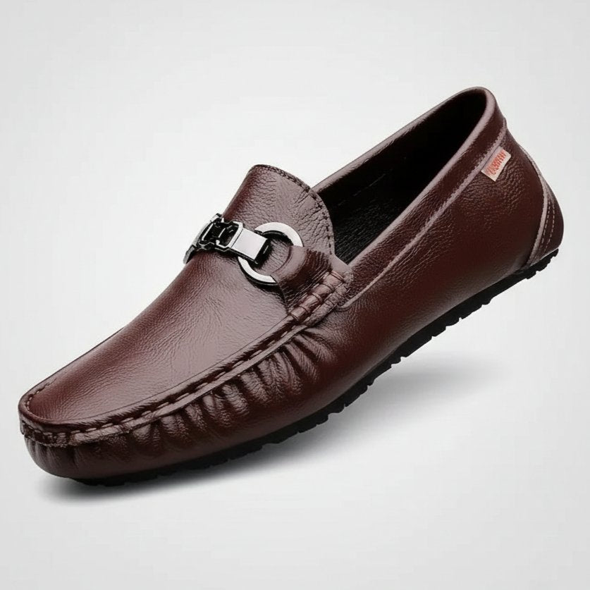 Men's Pebbled Leather Driving Loafer with Horsebit Detail Hero