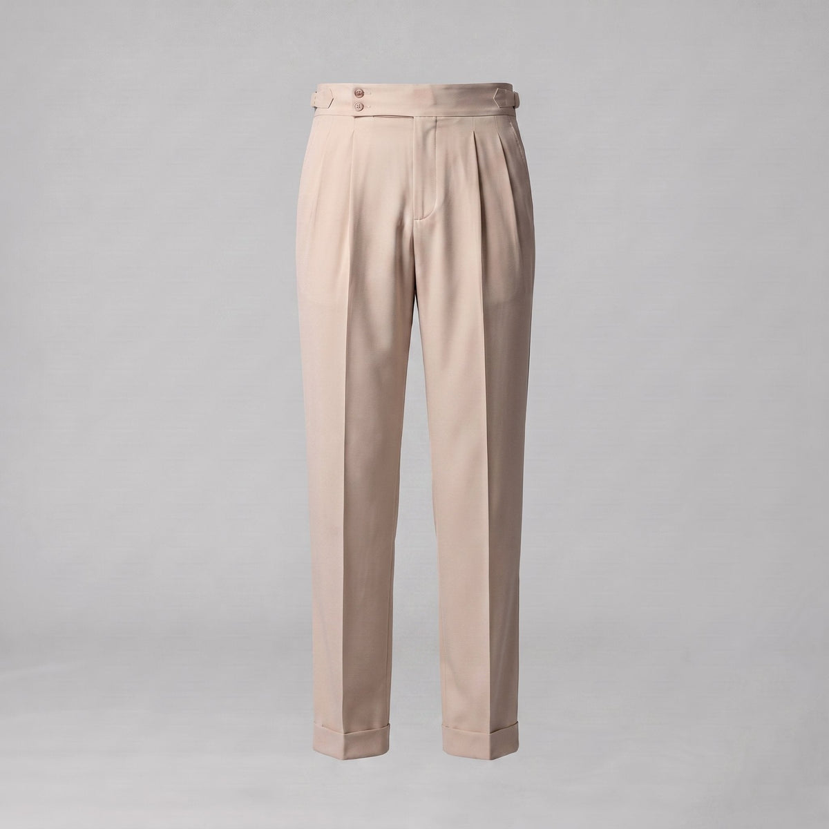 Men's Pleated Tailored Trousers with Turn-Ups Angle