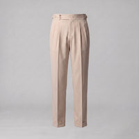 Men's Pleated Tailored Trousers with Turn-Ups Angle