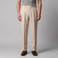 Men's Pleated Tailored Trousers with Turn-Ups Back