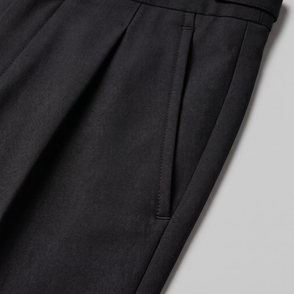 Men's Pleated Tailored Trousers with Turn-Ups Close Up