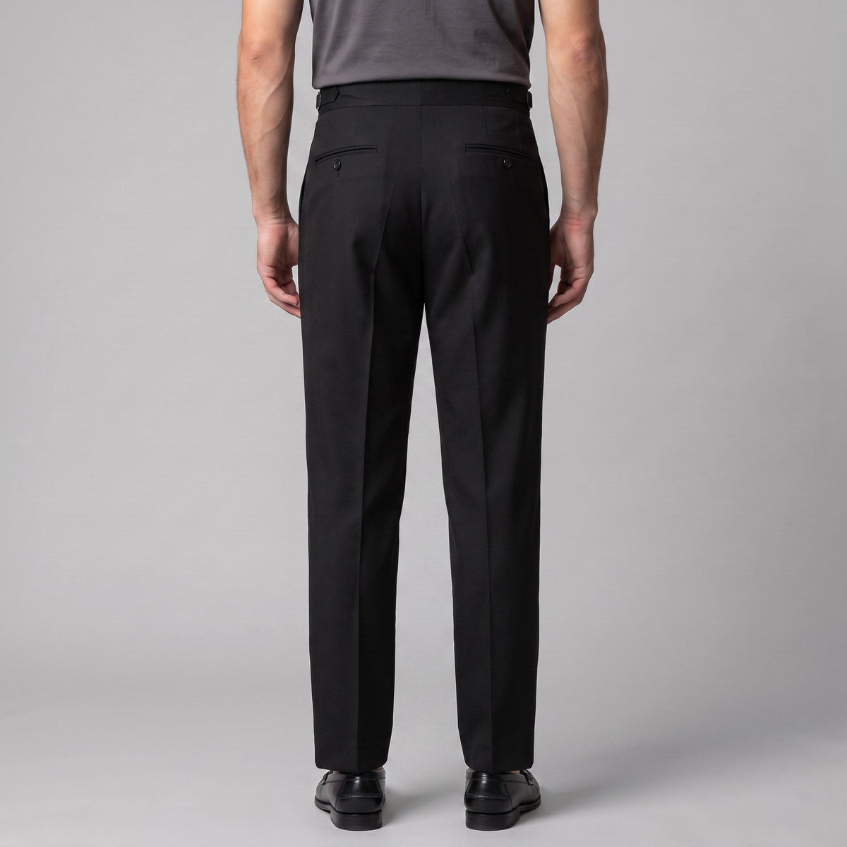 Men's Pleated Tailored Trousers with Turn-Ups Detail