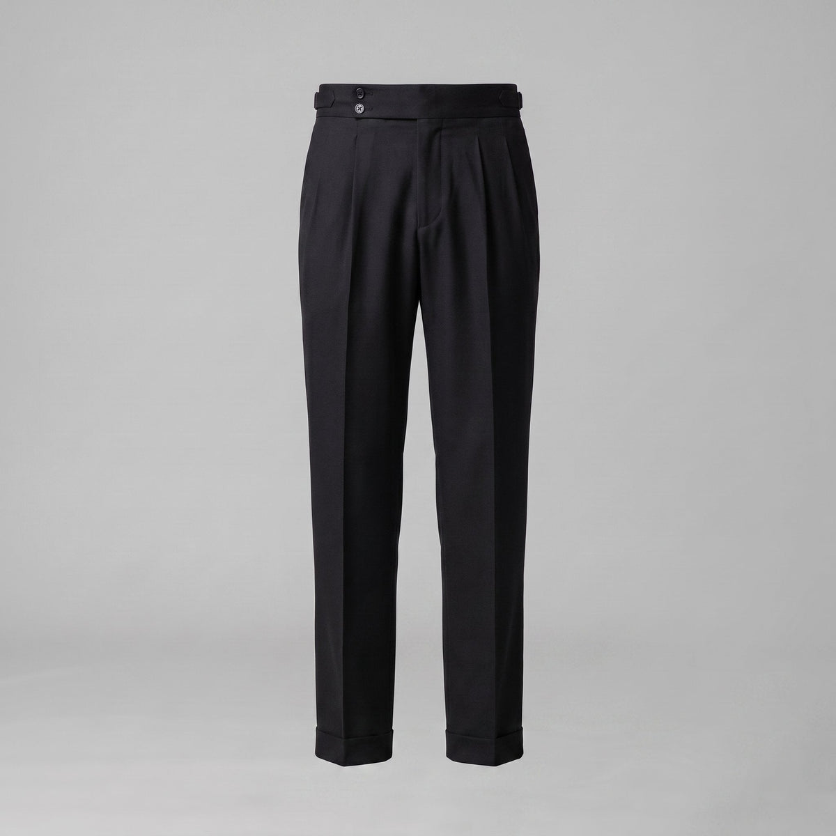 Men's Pleated Tailored Trousers with Turn-Ups Front