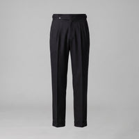 Men's Pleated Tailored Trousers with Turn-Ups Front