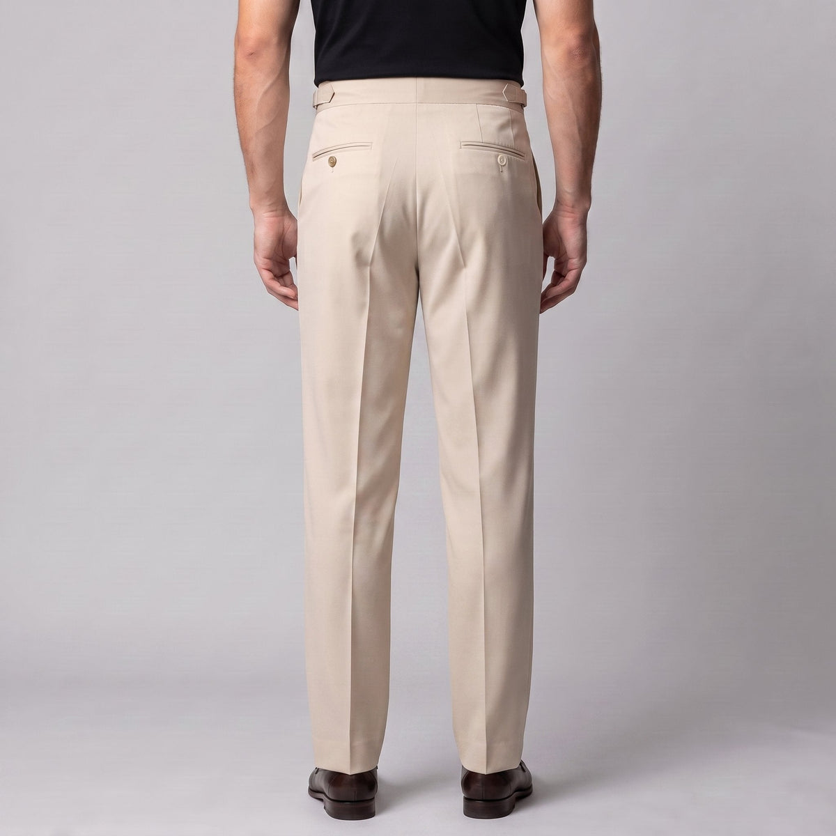Men's Pleated Tailored Trousers with Turn-Ups Full