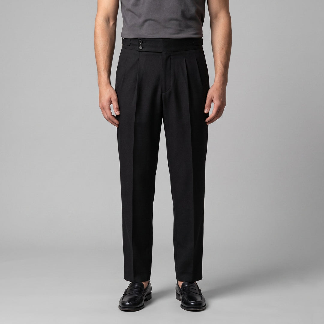 Men's Pleated Tailored Trousers with Turn-Ups Hero