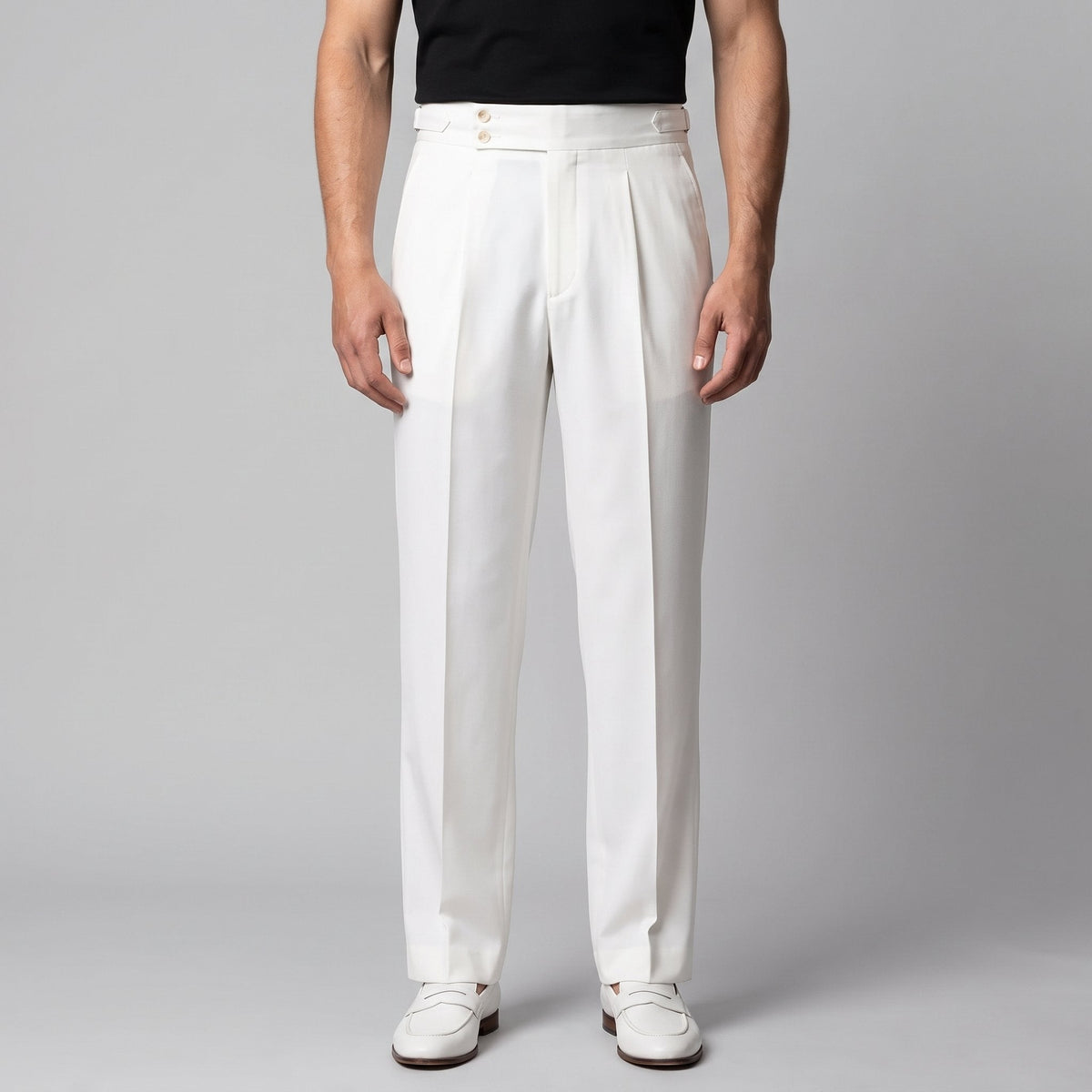 Men's Pleated Tailored Trousers with Turn-Ups View 13