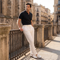Men's Pleated Tailored Trousers with Turn-Ups View 18