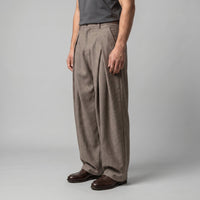 Men's Pleated Wide-Leg Tailored Trousers with Draped Fit Close Up