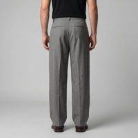 Men's Pleated Wide-Leg Tailored Trousers with Draped Fit Detail