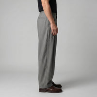 Men's Pleated Wide-Leg Tailored Trousers with Draped Fit Front