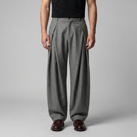 Men's Pleated Wide-Leg Tailored Trousers with Draped Fit Hero