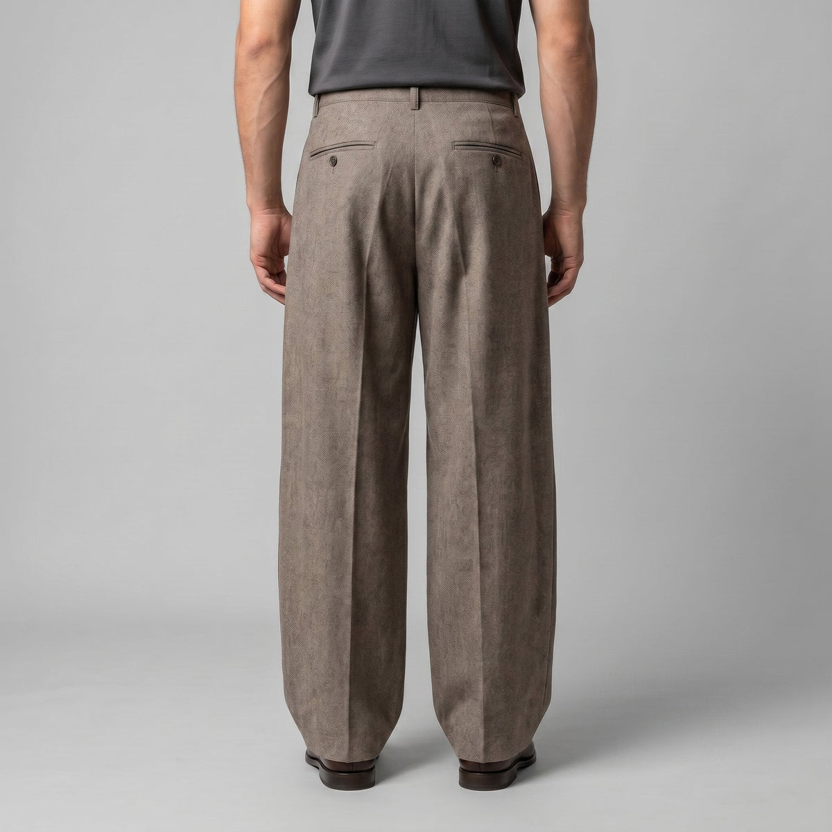 Men's Pleated Wide-Leg Tailored Trousers with Draped Fit Lifestyle