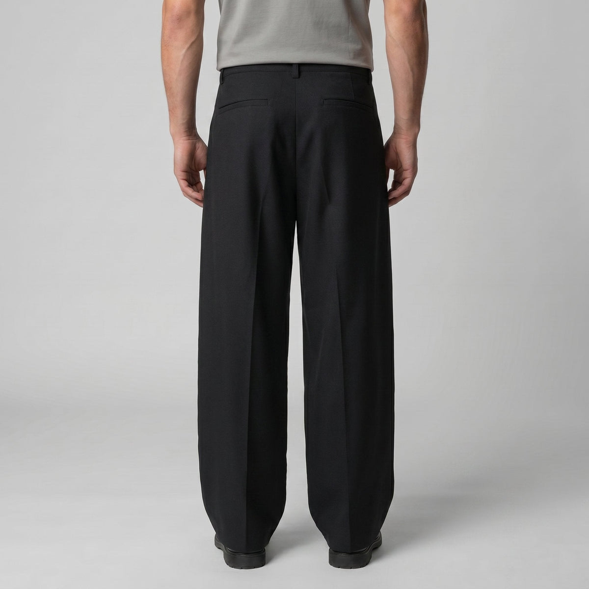 Men's Pleated Wide-Leg Tailored Trousers with Draped Fit View 11