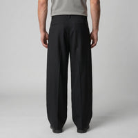 Men's Pleated Wide-Leg Tailored Trousers with Draped Fit View 11