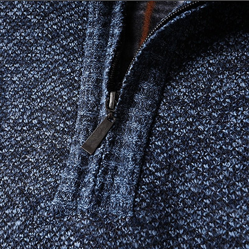 Men's Quarter Zip Jumper | Textured Knit Relaxed Fit Angle