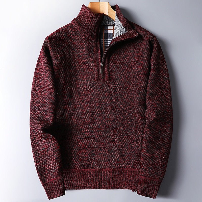 Men's Quarter Zip Jumper | Textured Knit Relaxed Fit Back